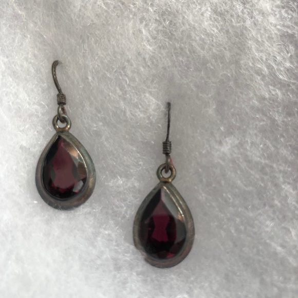 Garnet Rain Drop Earrings - Picture 2 of 3